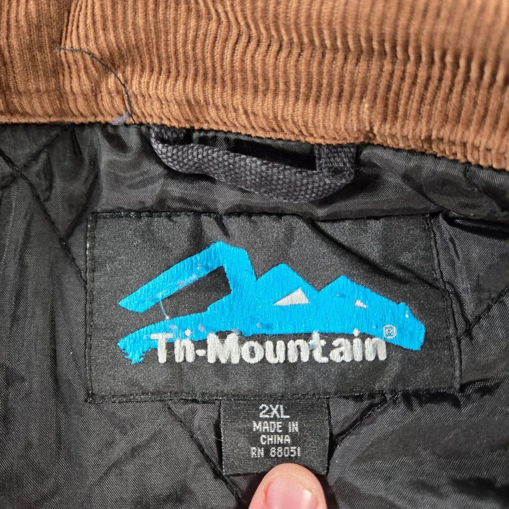 Vintage Tri-Mountain Canvas Detroit Jacket Mens 2XL Black Corduroy Quilt‎ Lined